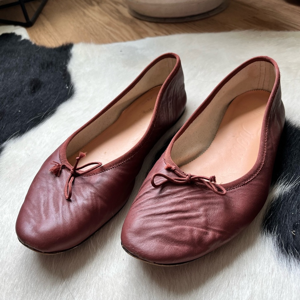 J. Crew Chestnut Brown Leather Ballet Flats